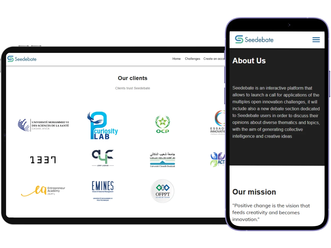 Seedebate SaaS - tablet view