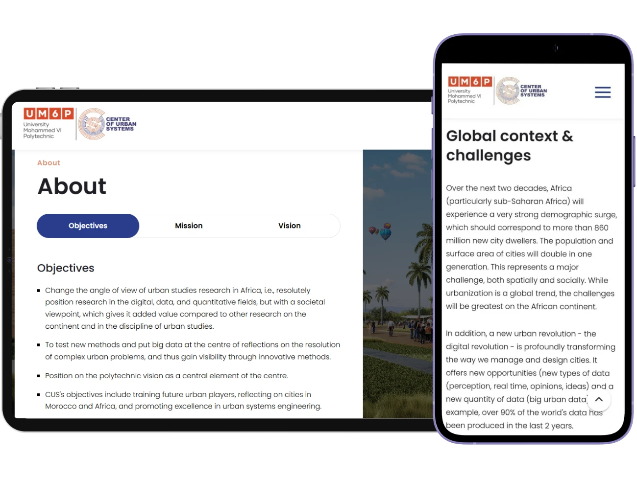 Center of Urban Systems - tablet view