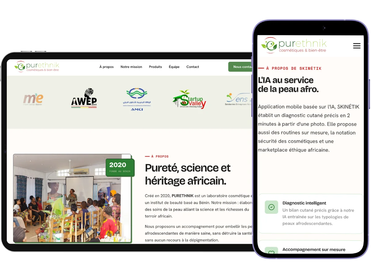 Purethnik - tablet view