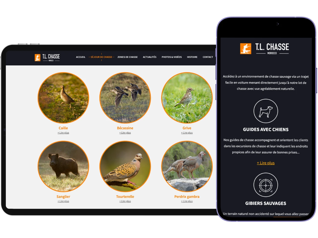 TL Chasse - tablet view