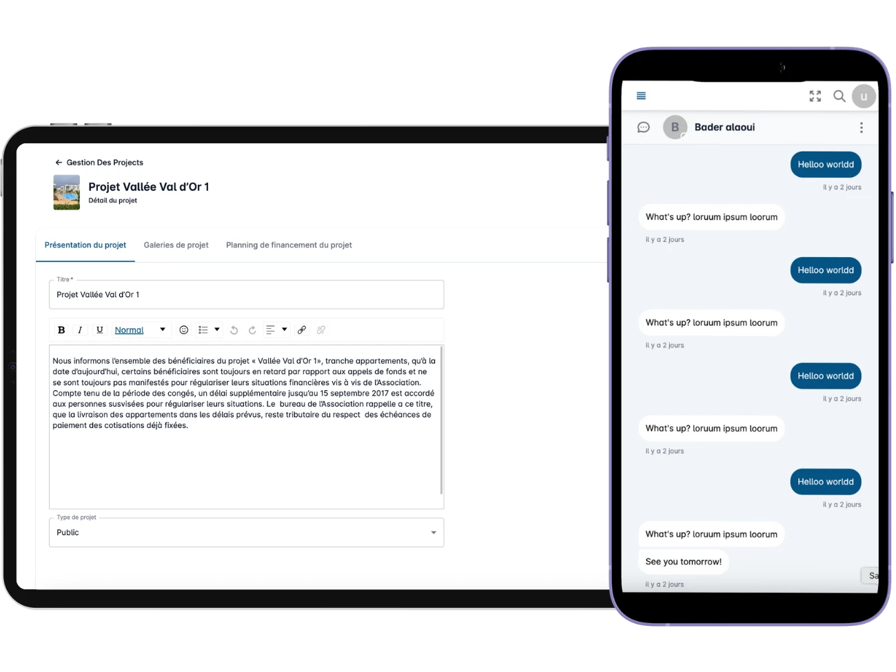 Real Estate Management System - tablet view